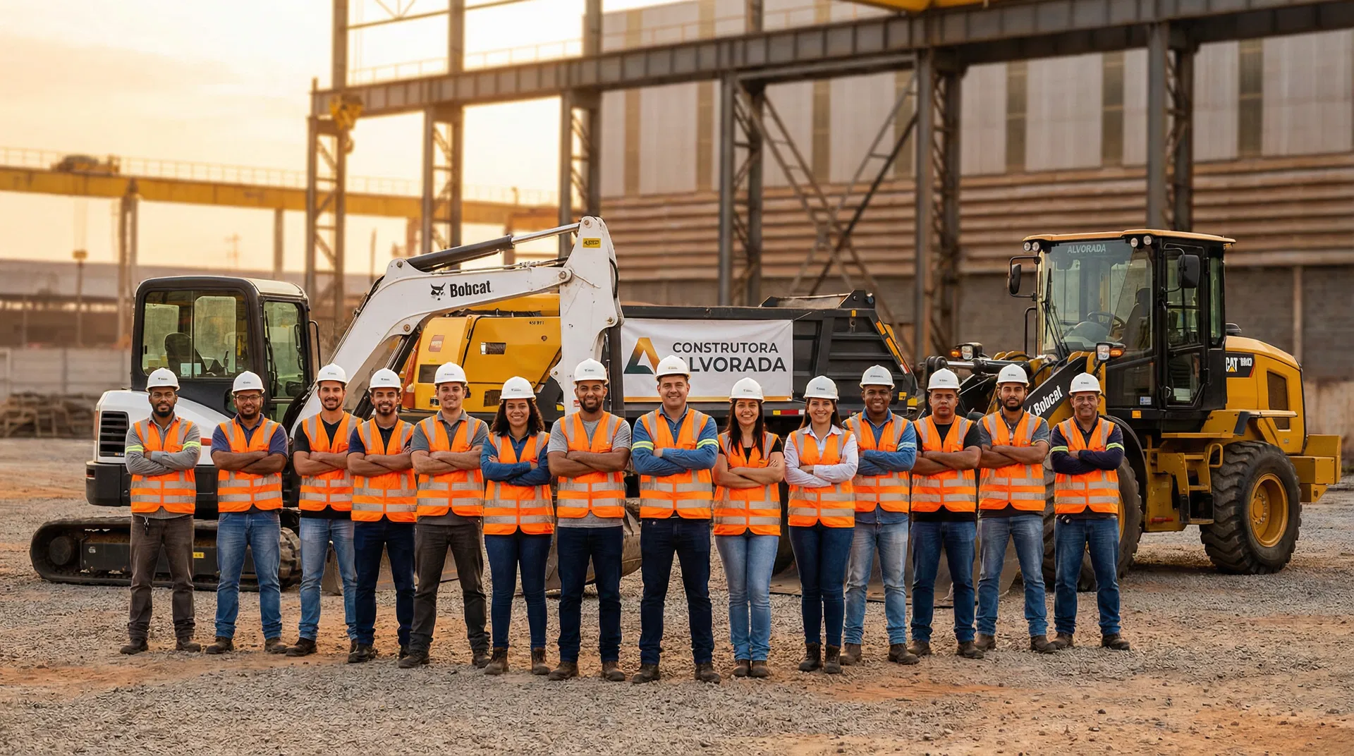 Equipe da Bobcat em Curitiba avaliando terreno para terraplanagem
