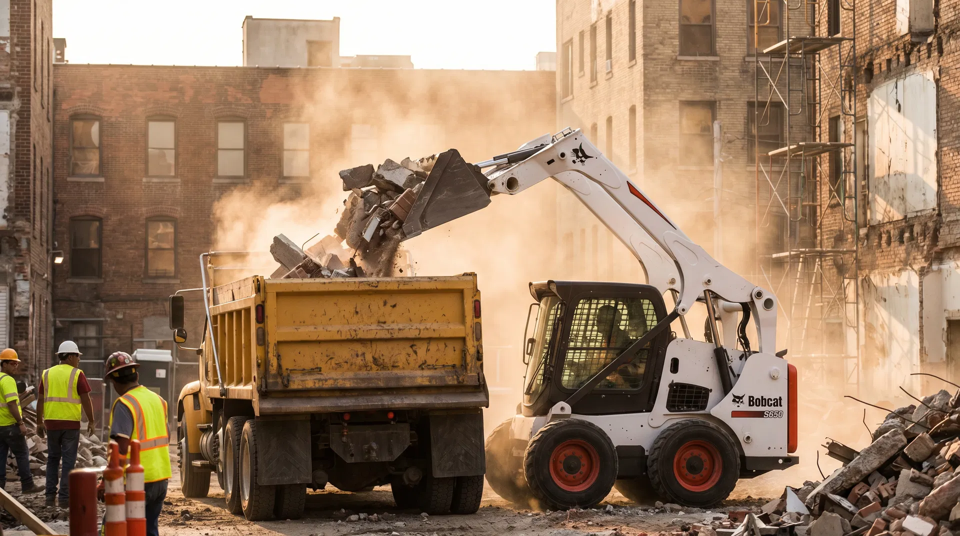 Remoção de entulho de obra com máquina Bobcat em Curitiba